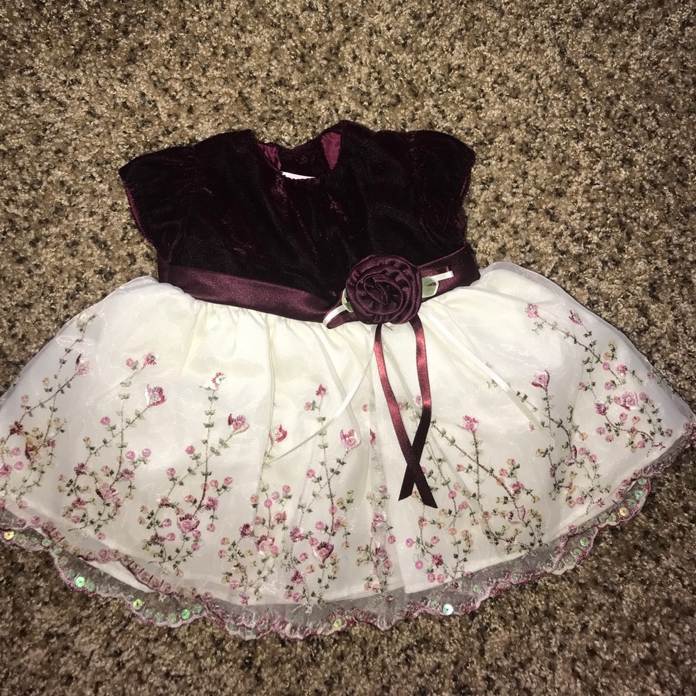 Velvet and sequin preemie dress